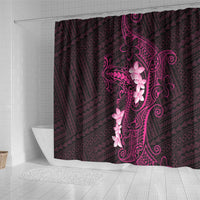 Pink Hawaii Shower Curtain Hammerhead Shark Tattoo Curve Polynesian - Polynesian Pride