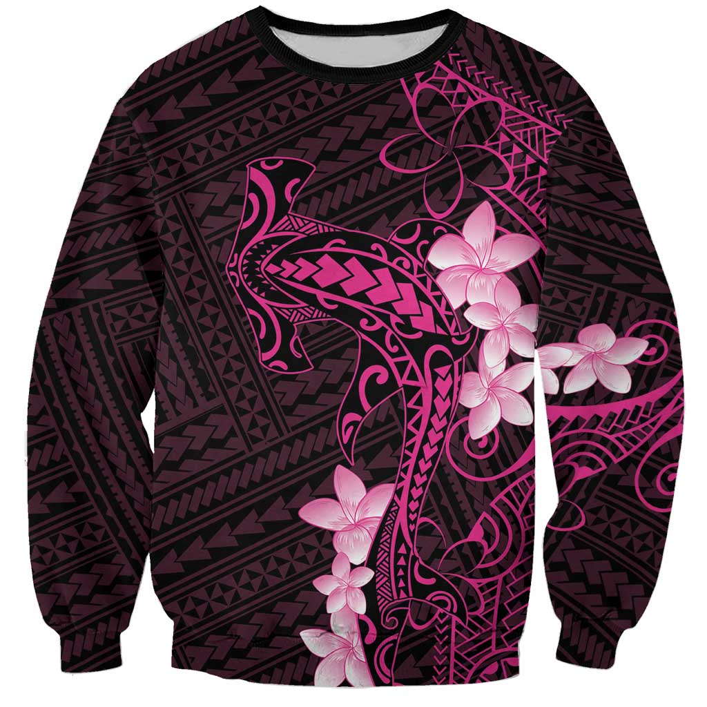 Pink Hawaii Sweatshirt Hammerhead Shark Tattoo Curve Polynesian - Polynesian Pride