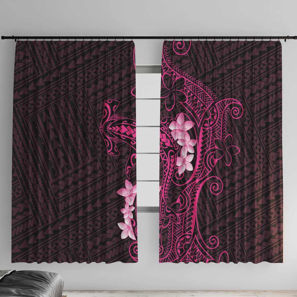 Pink Hawaii Window Curtain Hammerhead Shark Tattoo Curve Polynesian - Polynesian Pride