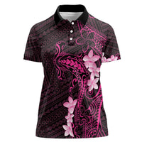 Pink Hawaii Women Polo Shirt Hammerhead Shark Tattoo Curve Polynesian - Polynesian Pride