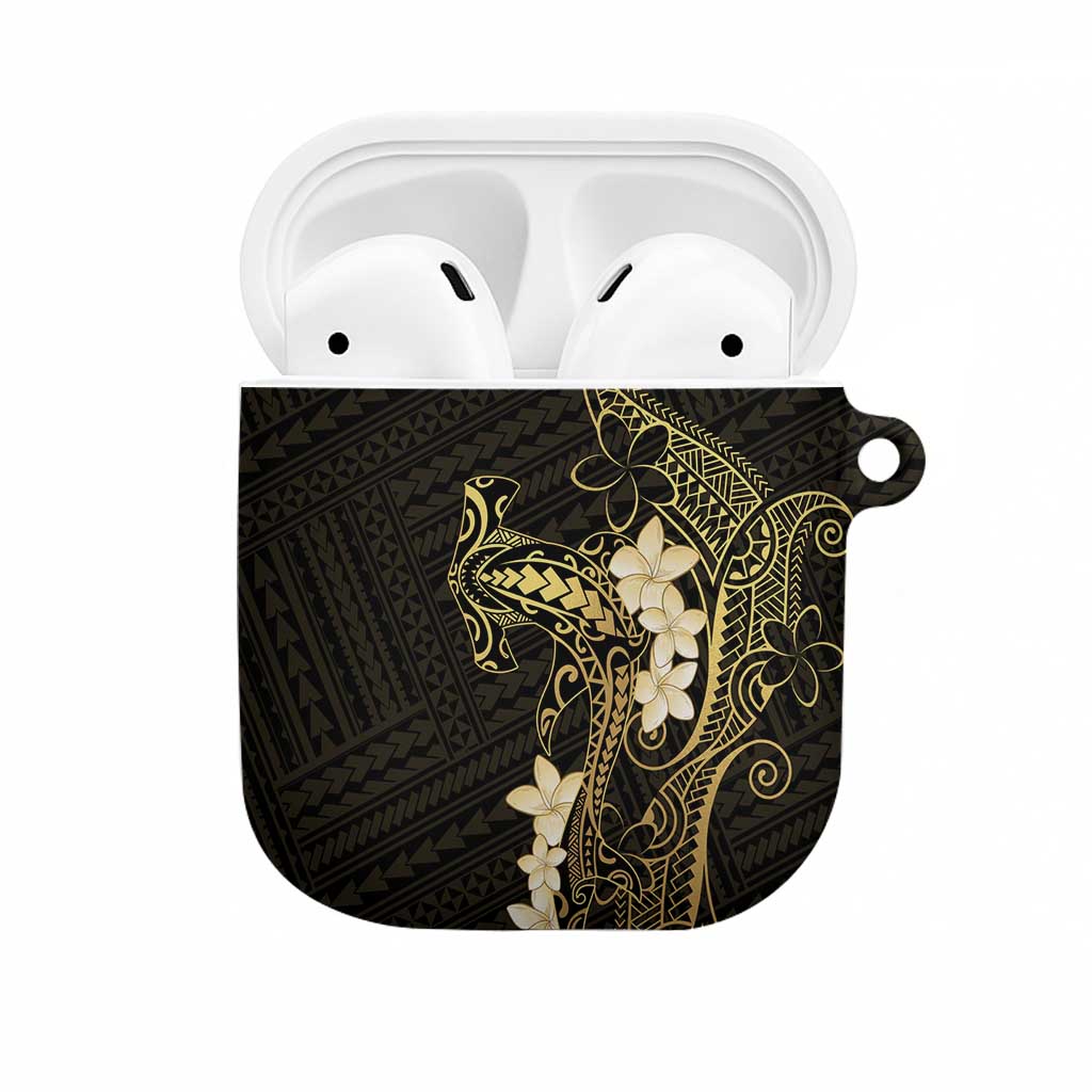 Black and Gold Hawaii AirPods Case Hammerhead Shark Tattoo Curve Polynesian - Polynesian Pride