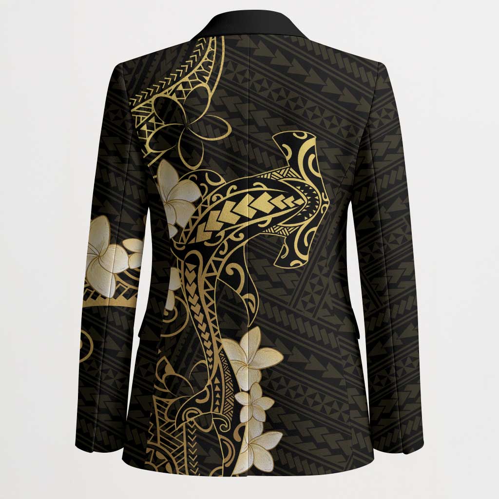 Black and Gold Hawaii Blazer Hammerhead Shark Tattoo Curve Polynesian - Polynesian Pride