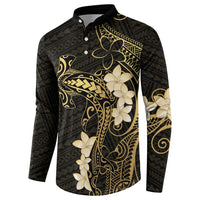 Black and Gold Hawaii Button Sweatshirt Hammerhead Shark Tattoo Curve Polynesian - Polynesian Pride