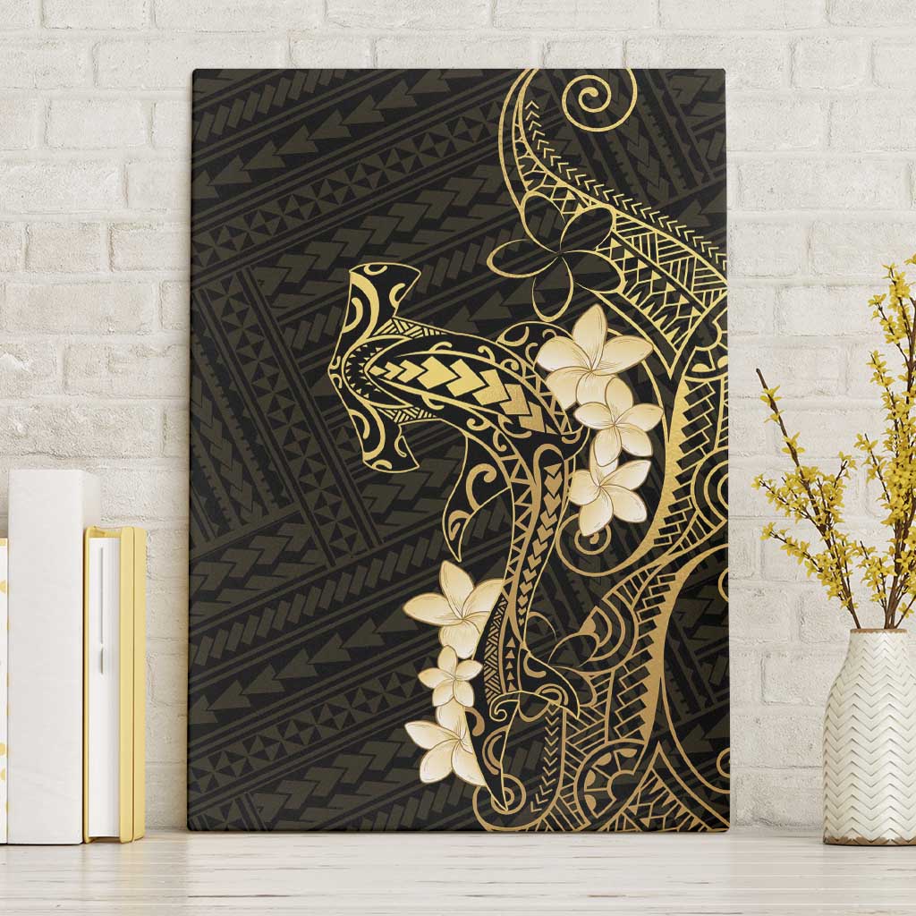 Black and Gold Hawaii Canvas Wall Art Hammerhead Shark Tattoo Curve Polynesian - Polynesian Pride