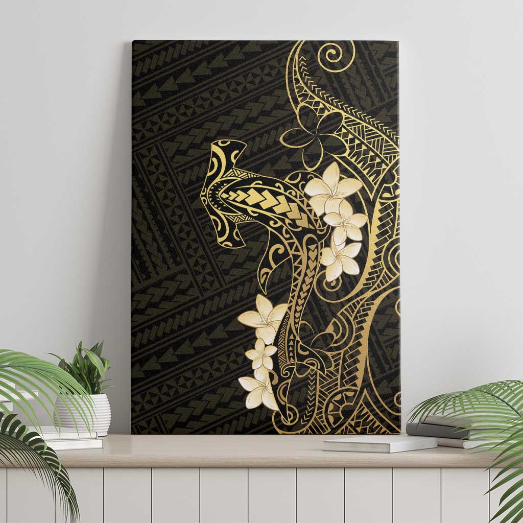 Black and Gold Hawaii Canvas Wall Art Hammerhead Shark Tattoo Curve Polynesian - Polynesian Pride