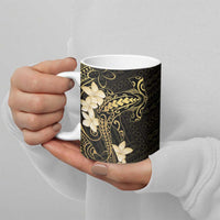 Black and Gold Hawaii Ceramic Mug Hammerhead Shark Tattoo Curve Polynesian - Polynesian Pride