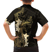 Black and Gold Hawaii Family Matching Puletasi and Hawaiian Shirt Hammerhead Shark Tattoo Curve Polynesian - Polynesian Pride
