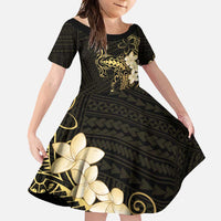 Black and Gold Hawaii Family Matching Summer Maxi Dress and Hawaiian Shirt Hammerhead Shark Tattoo Curve Polynesian - Polynesian Pride