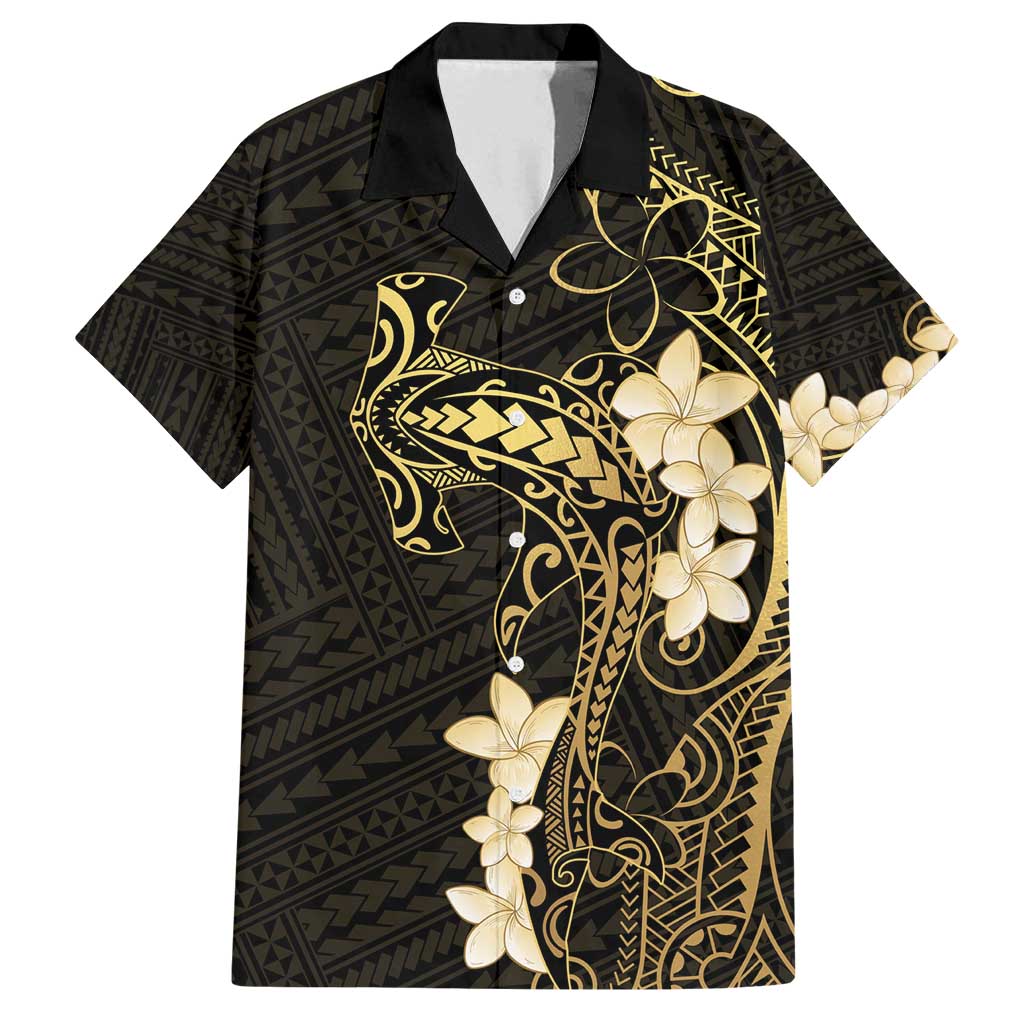 Black and Gold Hawaii Family Matching Summer Maxi Dress and Hawaiian Shirt Hammerhead Shark Tattoo Curve Polynesian - Polynesian Pride