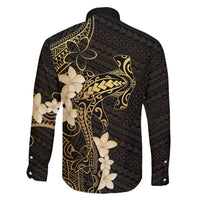 Black and Gold Hawaii Family Matching Summer Maxi Dress and Hawaiian Shirt Hammerhead Shark Tattoo Curve Polynesian - Polynesian Pride