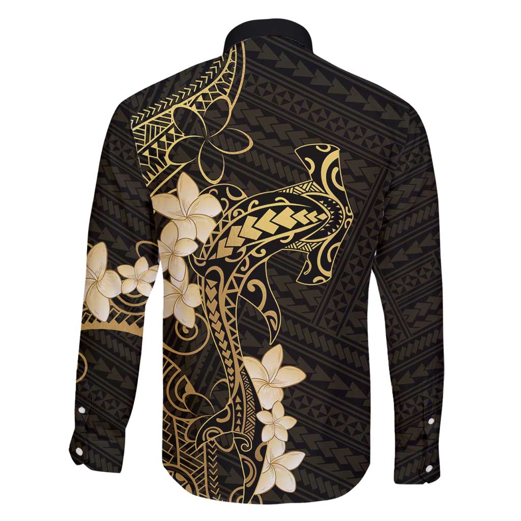 Black and Gold Hawaii Family Matching Tank Maxi Dress and Hawaiian Shirt Hammerhead Shark Tattoo Curve Polynesian - Polynesian Pride