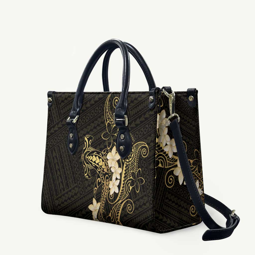 Black and Gold Hawaii Leather Bag Hammerhead Shark Tattoo Curve Polynesian - Polynesian Pride
