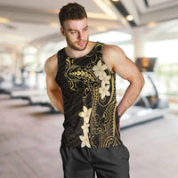 Black and Gold Hawaii Men Tank Top Hammerhead Shark Tattoo Curve Polynesian - Polynesian Pride