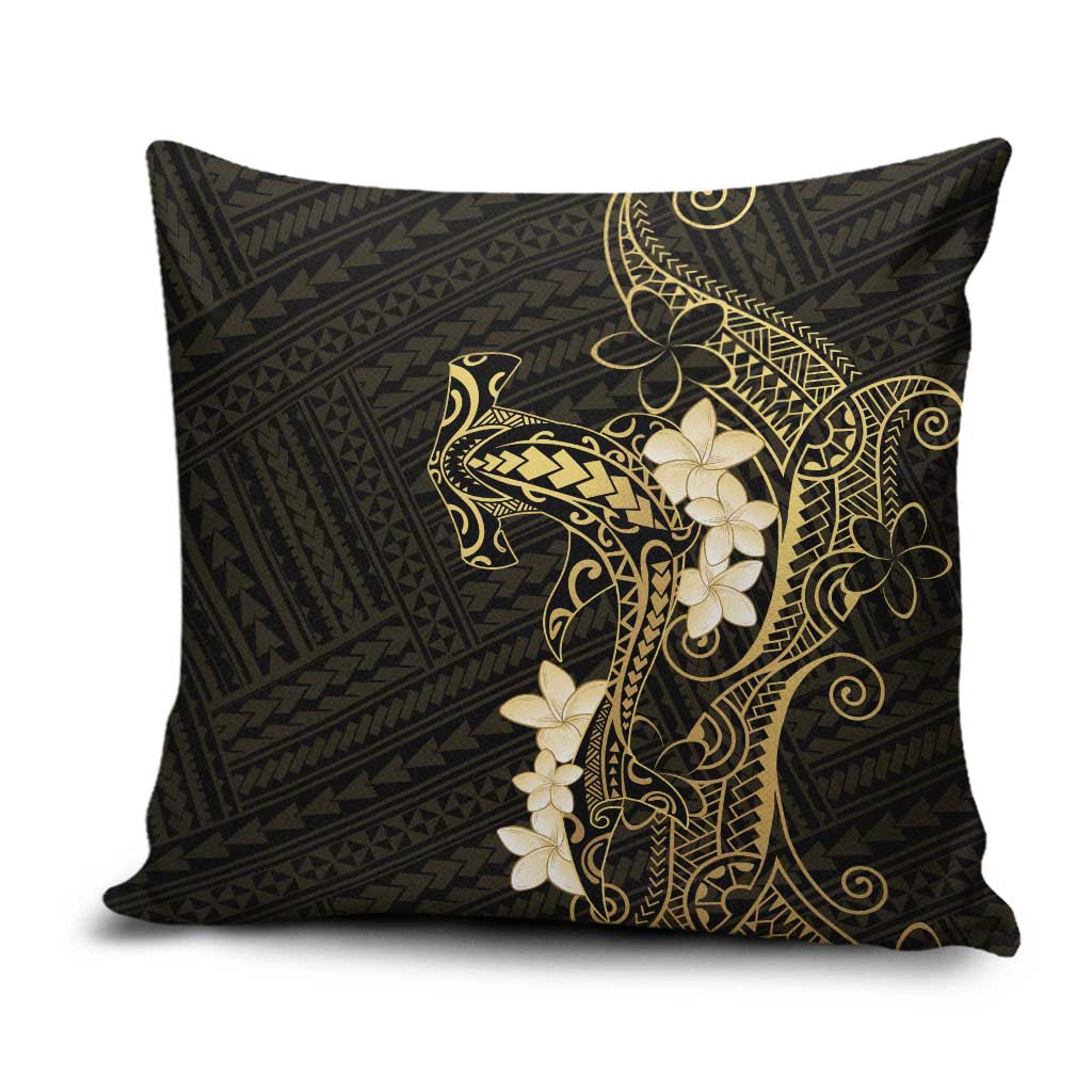 Black and Gold Hawaii Pillow Cover Hammerhead Shark Tattoo Curve Polynesian - Polynesian Pride