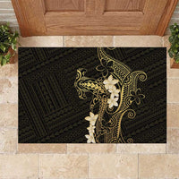 Black and Gold Hawaii Rubber Doormat Hammerhead Shark Tattoo Curve Polynesian - Polynesian Pride