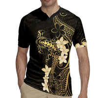 Black and Gold Hawaii Rugby Jersey Hammerhead Shark Tattoo Curve Polynesian - Polynesian Pride