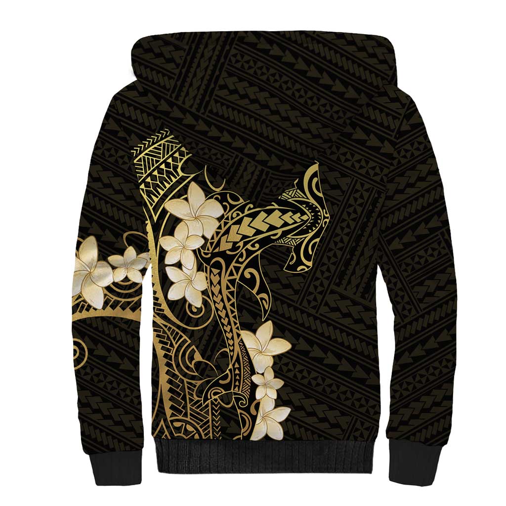 Black and Gold Hawaii Sherpa Hoodie Hammerhead Shark Tattoo Curve Polynesian LT14 - Polynesian Pride