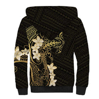 Black and Gold Hawaii Sherpa Hoodie Hammerhead Shark Tattoo Curve Polynesian LT14 - Polynesian Pride