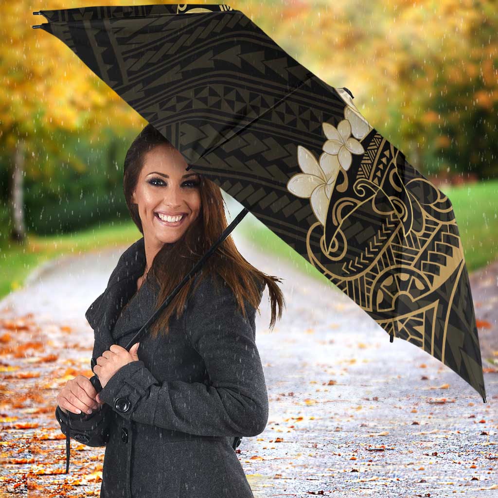 Black and Gold Hawaii Umbrella Hammerhead Shark Tattoo Curve Polynesian - Polynesian Pride