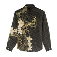 Black and Gold Hawaii Women Casual Shirt Hammerhead Shark Tattoo Curve Polynesian - Polynesian Pride