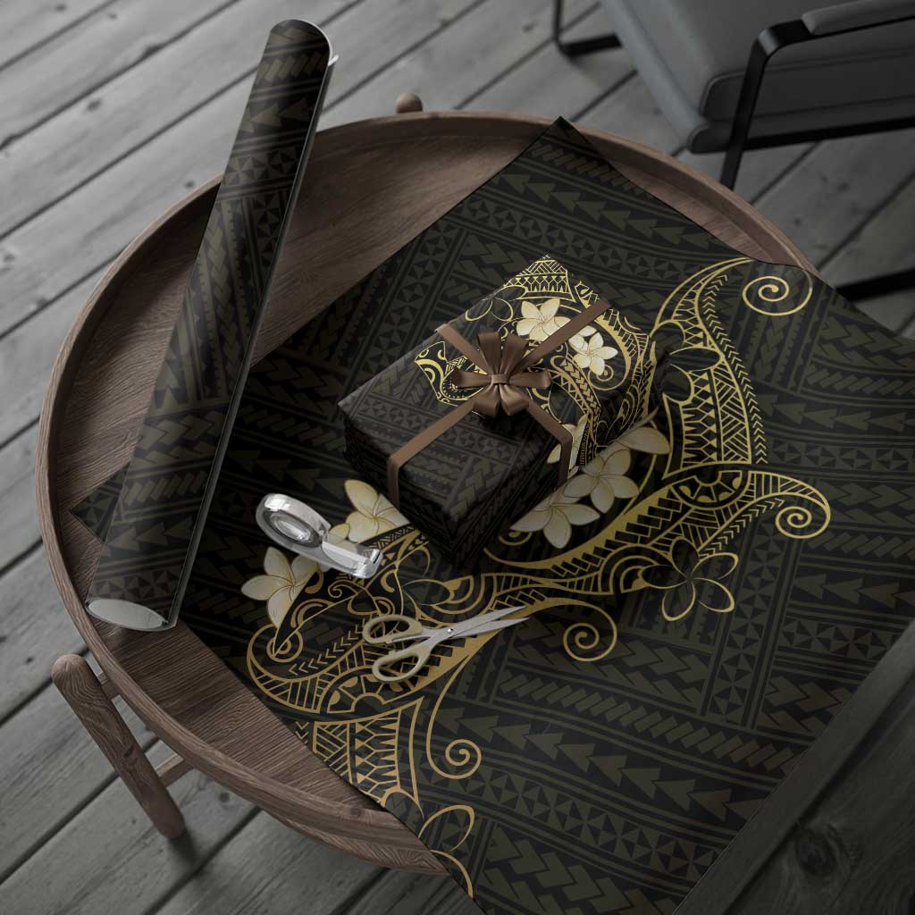 Black and Gold Hawaii Wrapping Paper Hammerhead Shark Tattoo Curve Polynesian LT14 - Polynesian Pride
