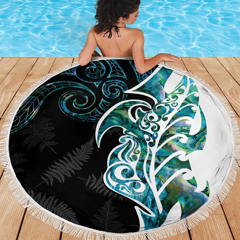 Proud Aotearoa Beach Blanket Maori Silver Fern Mix Paua Shell Pattern LT14 - Polynesian Pride
