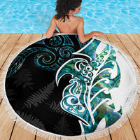 Proud Aotearoa Beach Blanket Maori Silver Fern Mix Paua Shell Pattern LT14 - Polynesian Pride