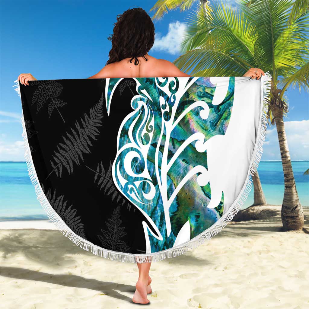 Proud Aotearoa Beach Blanket Maori Silver Fern Mix Paua Shell Pattern LT14 - Polynesian Pride
