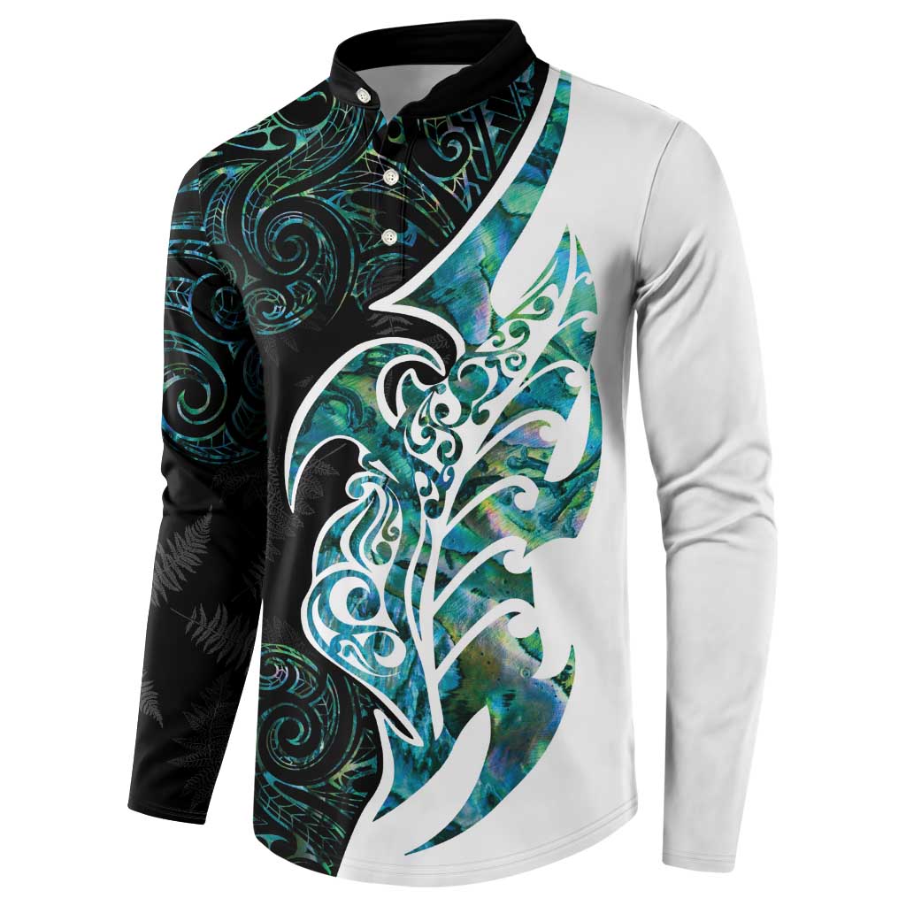 Proud Aotearoa Button Sweatshirt Maori Silver Fern Mix Paua Shell Pattern LT14 - Polynesian Pride