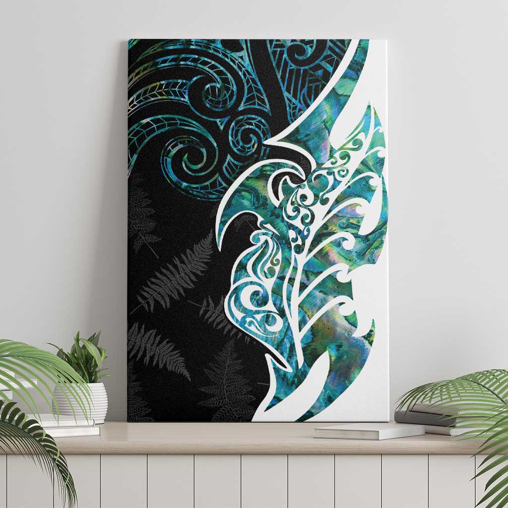 Proud Aotearoa Canvas Wall Art Maori Silver Fern Mix Paua Shell Pattern LT14 - Polynesian Pride