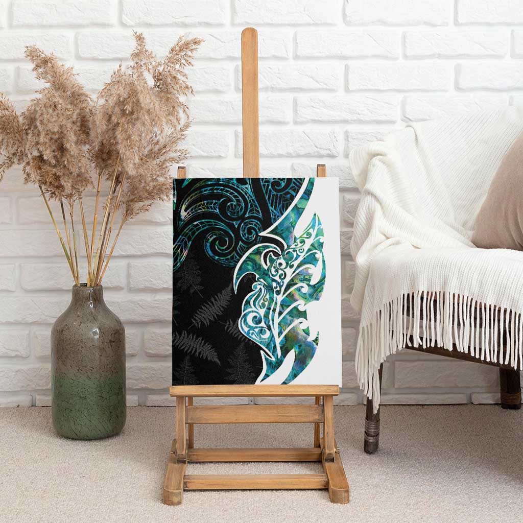 Proud Aotearoa Canvas Wall Art Maori Silver Fern Mix Paua Shell Pattern LT14 - Polynesian Pride
