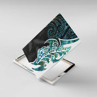 Proud Aotearoa Canvas Wall Art Maori Silver Fern Mix Paua Shell Pattern LT14 With Frame Black - Polynesian Pride