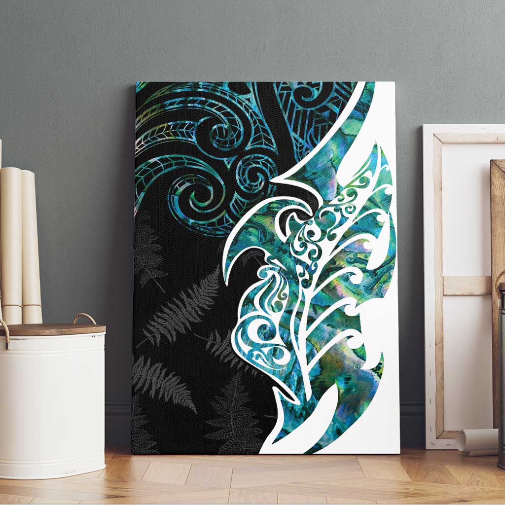 Proud Aotearoa Canvas Wall Art Maori Silver Fern Mix Paua Shell Pattern LT14 - Polynesian Pride