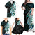 Proud Aotearoa Family Matching Off Shoulder Maxi Dress and Hawaiian Shirt Maori Silver Fern Mix Paua Shell Pattern