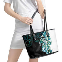 Proud Aotearoa Leather Tote Bag Maori Silver Fern Mix Paua Shell Pattern LT14 - Polynesian Pride