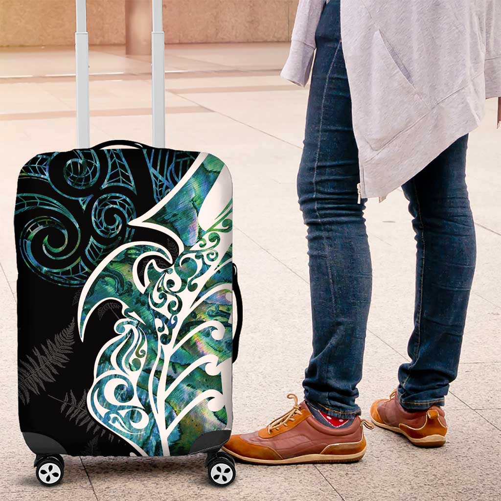 Proud Aotearoa Luggage Cover Maori Silver Fern Mix Paua Shell Pattern