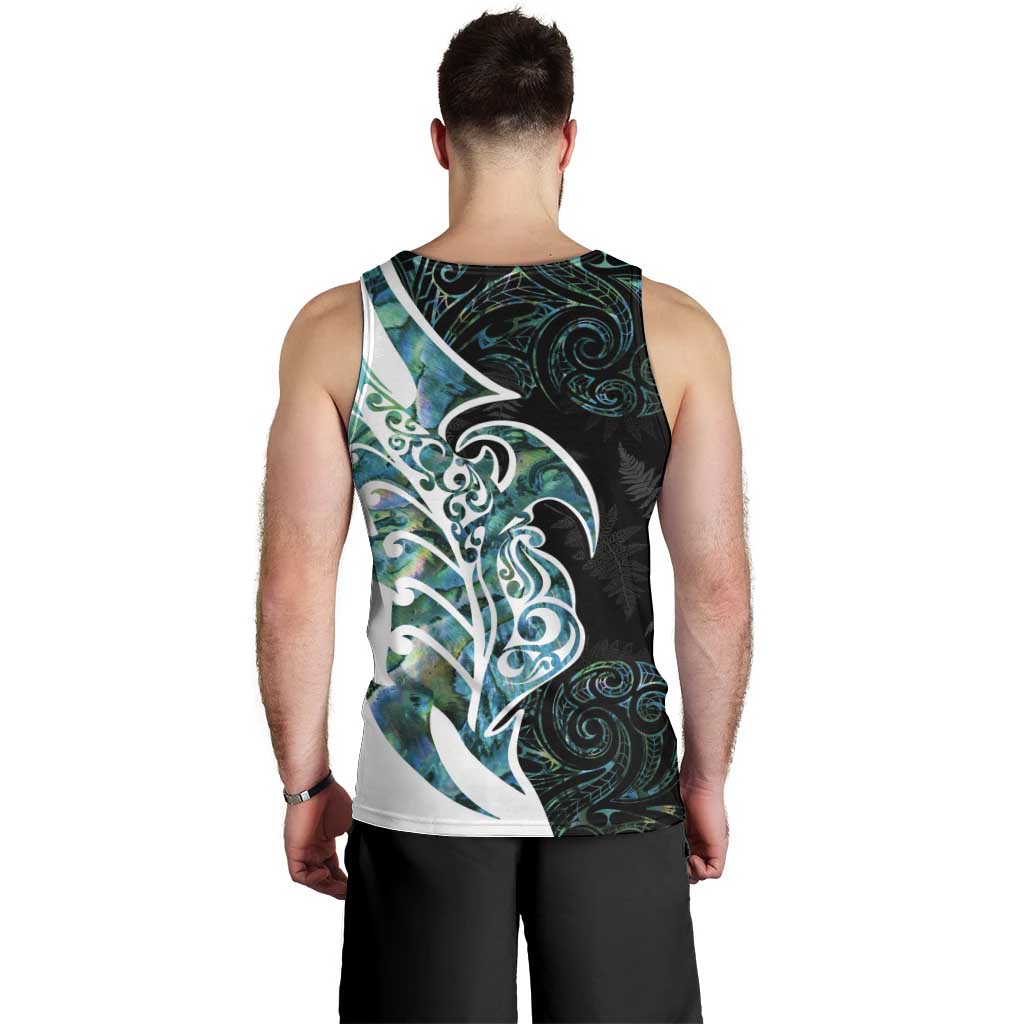 Proud Aotearoa Men Tank Top Maori Silver Fern Mix Paua Shell Pattern LT14 - Polynesian Pride