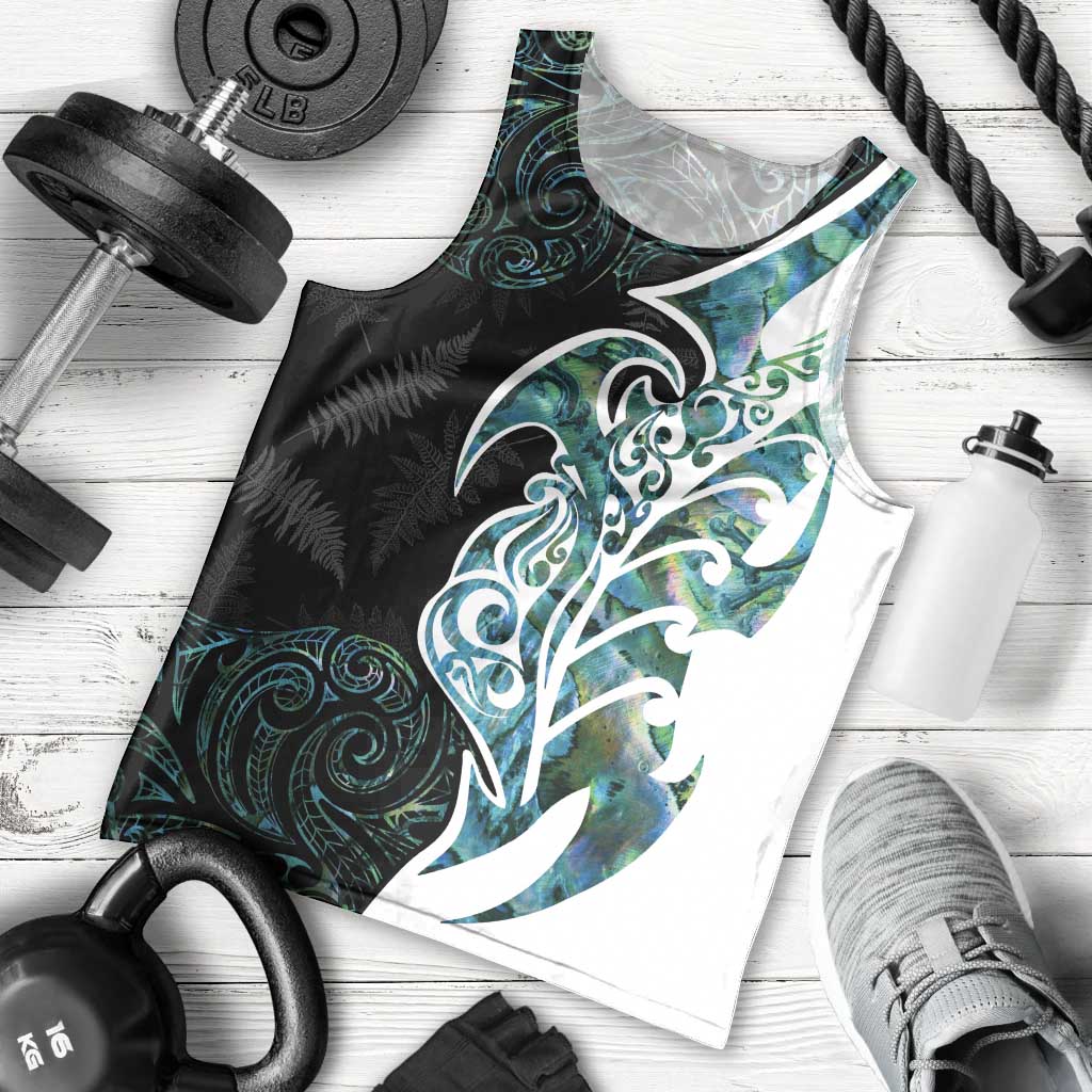 Proud Aotearoa Men Tank Top Maori Silver Fern Mix Paua Shell Pattern LT14 - Polynesian Pride