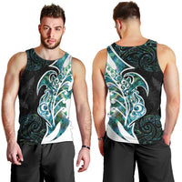 Proud Aotearoa Men Tank Top Maori Silver Fern Mix Paua Shell Pattern LT14 - Polynesian Pride