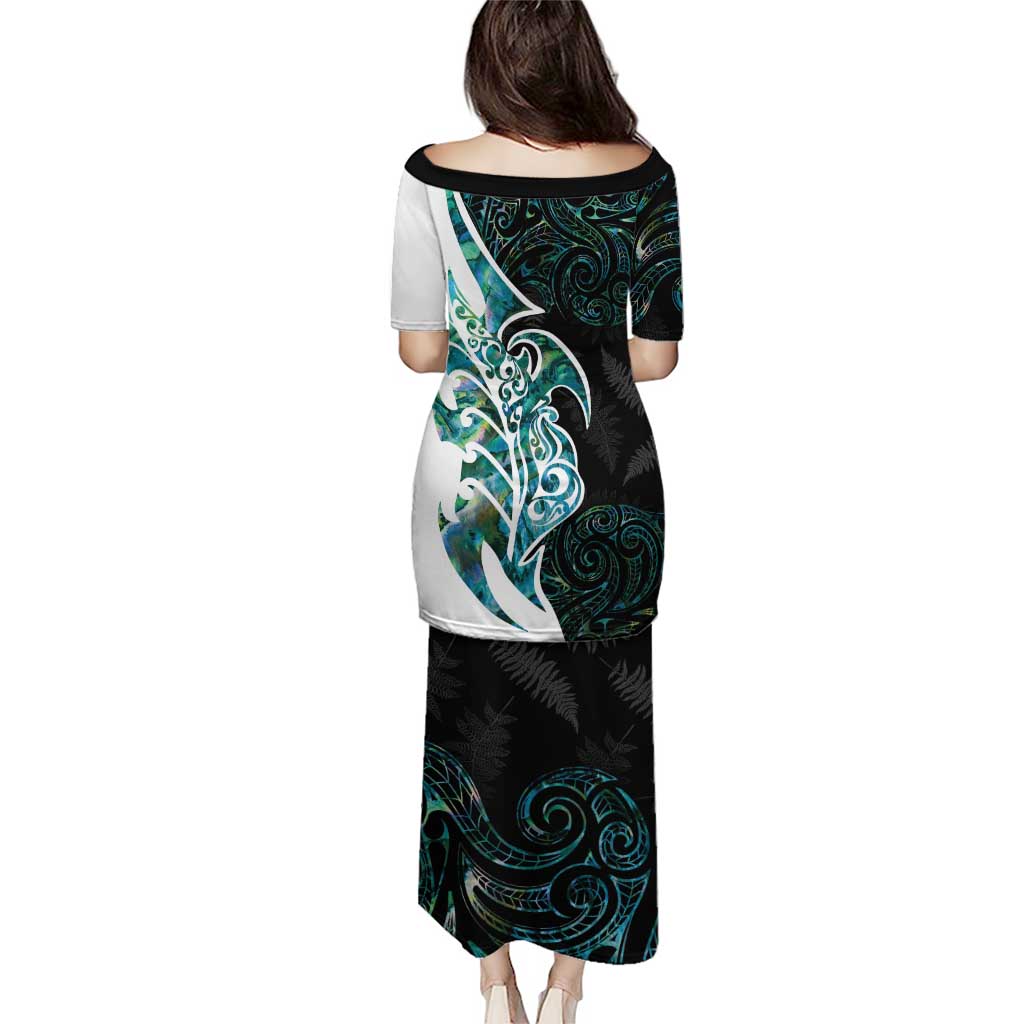 Proud Aotearoa Puletasi Maori Silver Fern Mix Paua Shell Pattern LT14 - Polynesian Pride
