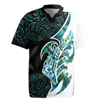 Proud Aotearoa Rugby Jersey Maori Silver Fern Mix Paua Shell Pattern