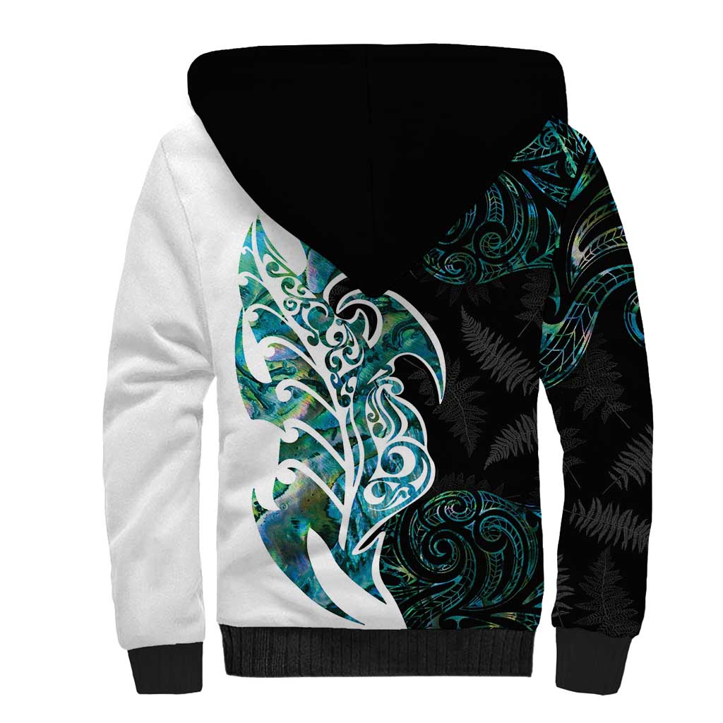 Proud Aotearoa Sherpa Hoodie Maori Silver Fern Mix Paua Shell Pattern LT14 - Polynesian Pride