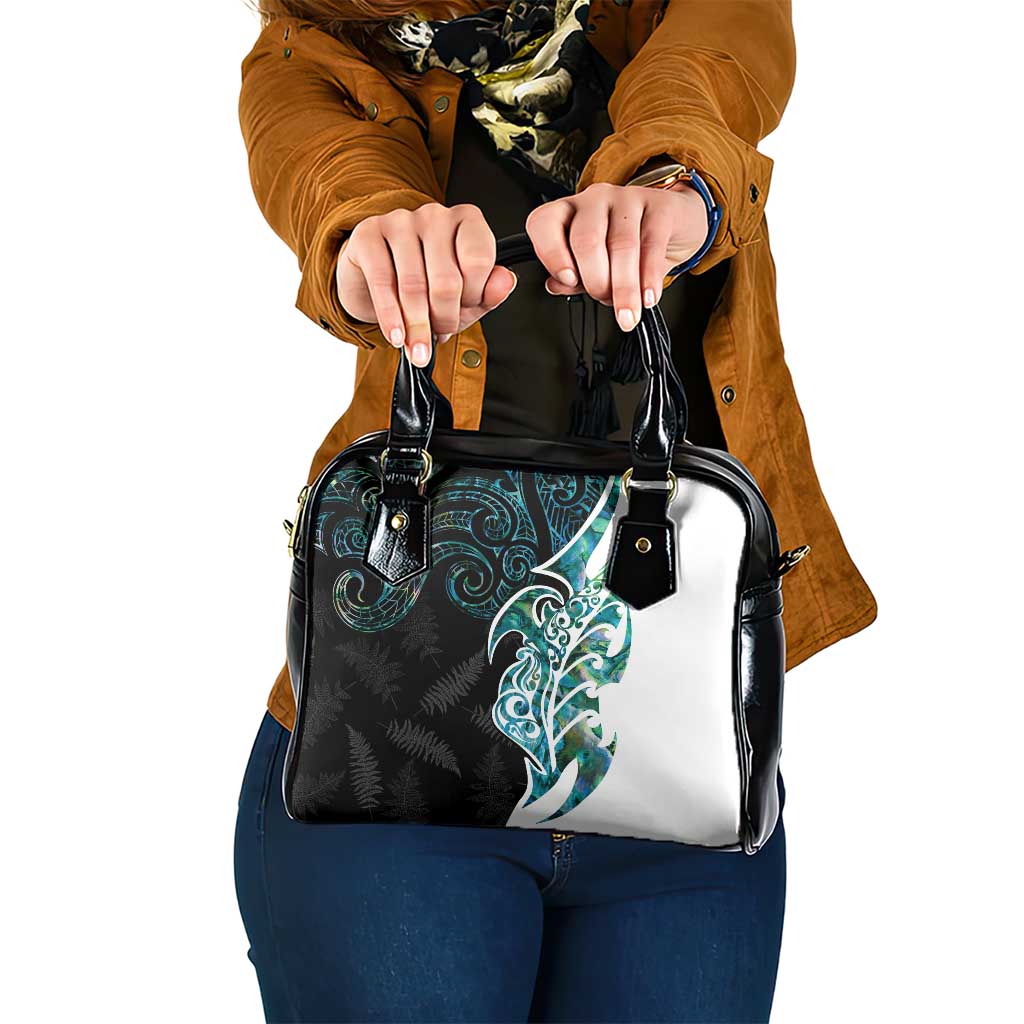 Proud Aotearoa Shoulder Handbag Maori Silver Fern Mix Paua Shell Pattern