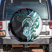 Proud Aotearoa Spare Tire Cover Maori Silver Fern Mix Paua Shell Pattern LT14 Black - Polynesian Pride