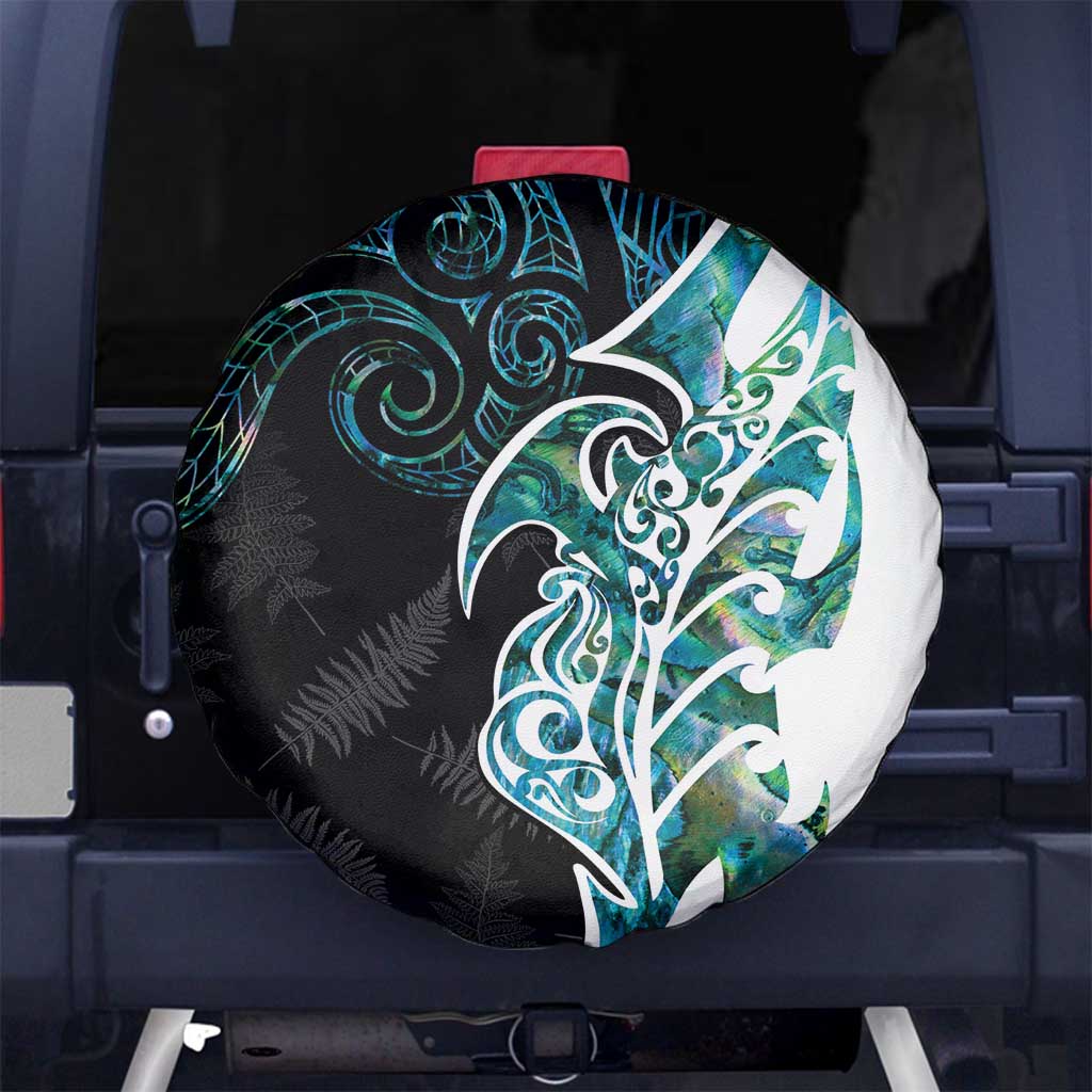 Proud Aotearoa Spare Tire Cover Maori Silver Fern Mix Paua Shell Pattern LT14 - Polynesian Pride