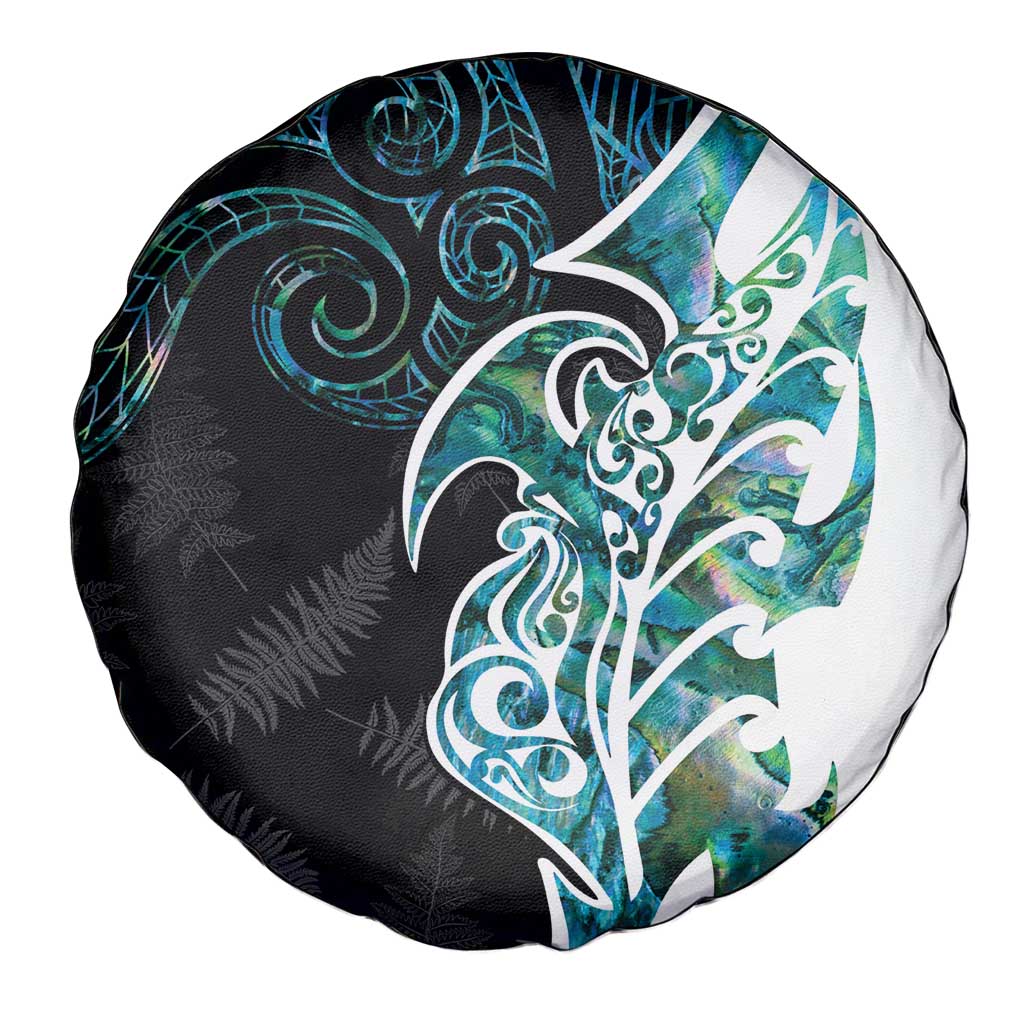 Proud Aotearoa Spare Tire Cover Maori Silver Fern Mix Paua Shell Pattern LT14 - Polynesian Pride