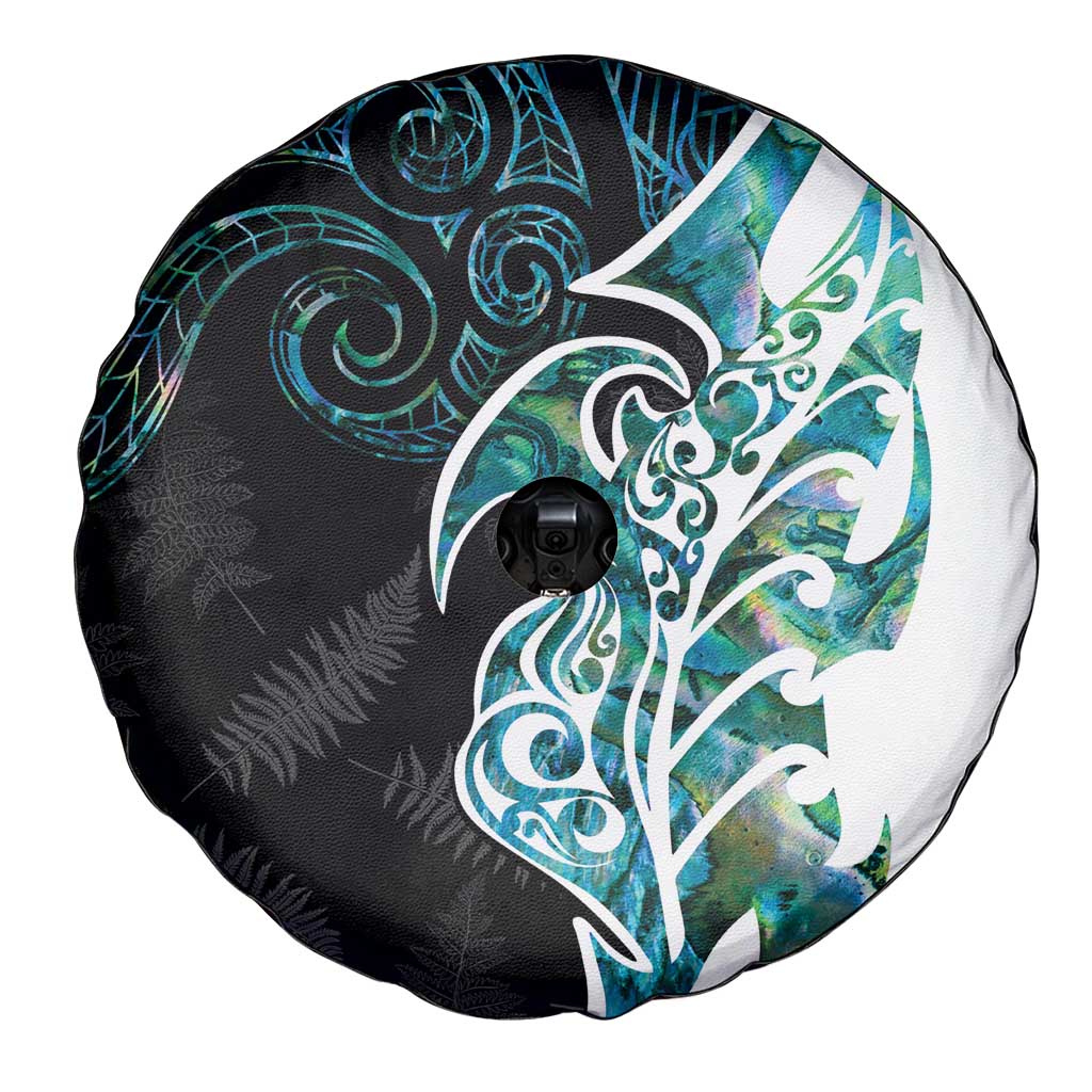 Proud Aotearoa Spare Tire Cover Maori Silver Fern Mix Paua Shell Pattern LT14 - Polynesian Pride