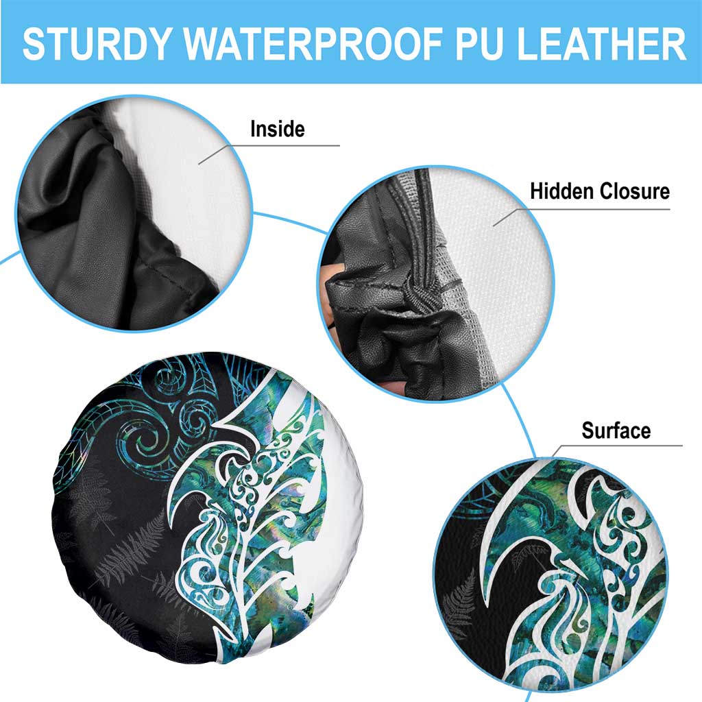 Proud Aotearoa Spare Tire Cover Maori Silver Fern Mix Paua Shell Pattern LT14 - Polynesian Pride
