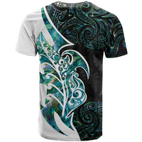 Proud Aotearoa T Shirt Maori Silver Fern Mix Paua Shell Pattern LT14 - Polynesian Pride