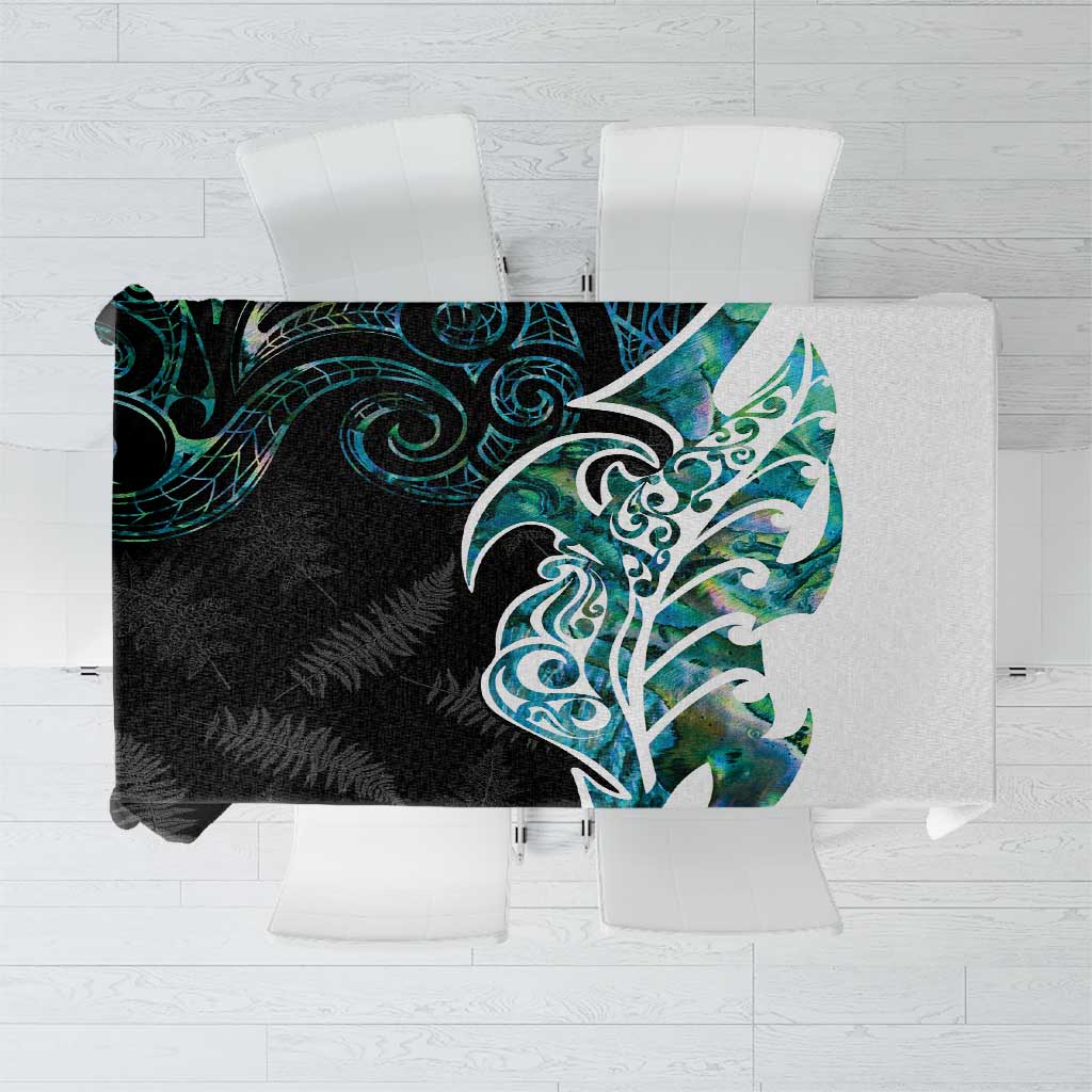 Proud Aotearoa Tablecloth Maori Silver Fern Mix Paua Shell Pattern LT14 Black - Polynesian Pride